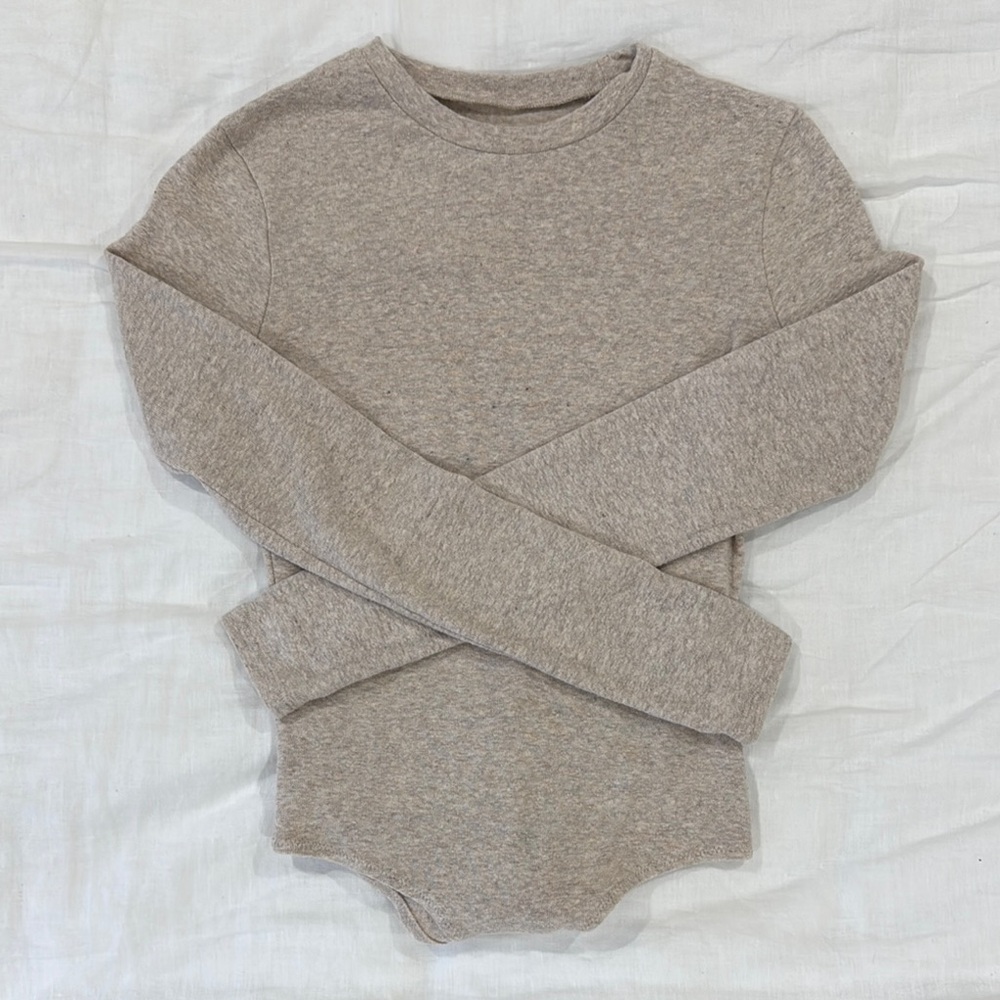 Madewell Crewneck Pebble Heather Thong Bodysuit